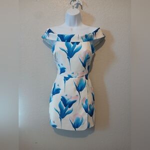 💚5/$25 Asos OSMOSE Floral Off The Shoulder Skort Romper Birds Of Paradise